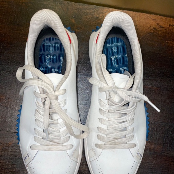 Golf G/Fore X Pinehurst G.112 White Blue Red Golfing Waterproof Shoe Sz 7.5 - Picture 6 of 12